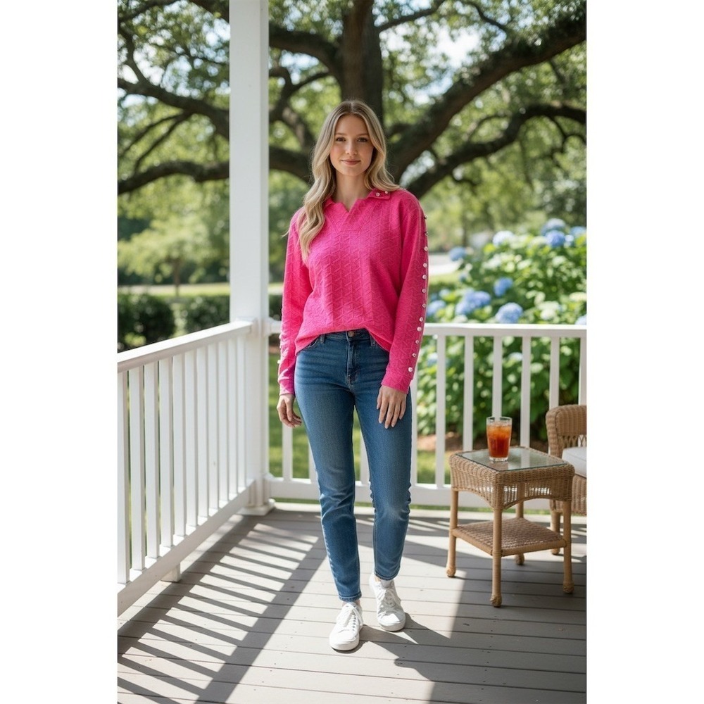 Simply Southern Quilted Pullover Sweatshirt M‎ Rhinestone Pearl old money charm